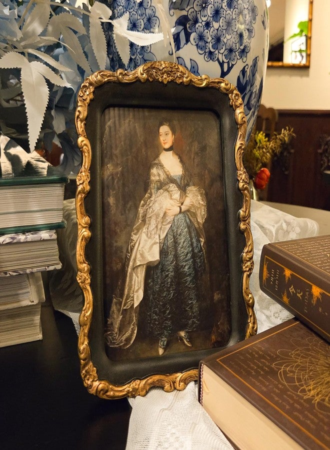 YULINK 5x7 Vintage Picture Frame, Antique Black and Gold Ornate Photo Frame, for Tabletop and Wall Display, Decorative Retro Home Decor, Old Fashioned Photo Gallery Art - Image 2